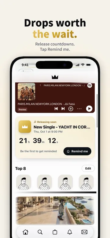 A live release countdown with Remind me.